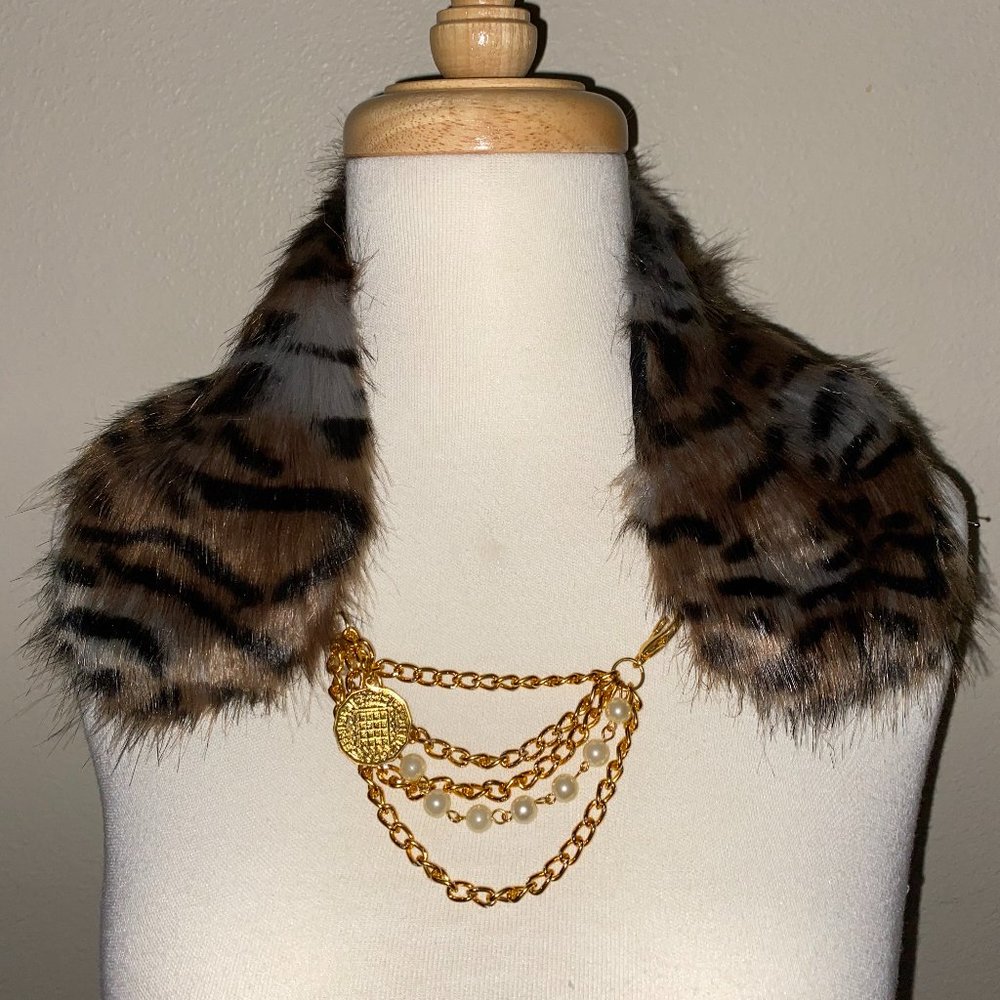 Faux-Fur Collar with Chain Necklace